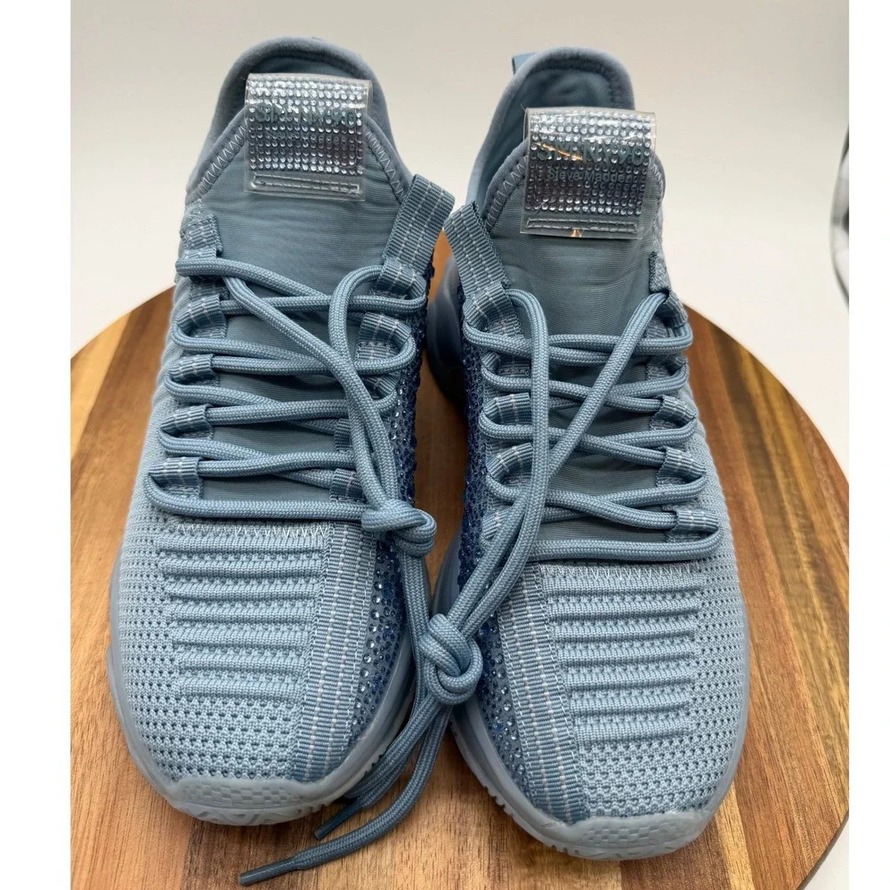 Steve Madden Women's Size 8M Maxima Rhinestone Knit Chunky Sneakers Blue   0526
